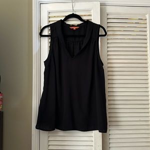 Black sleeveless collared blouse